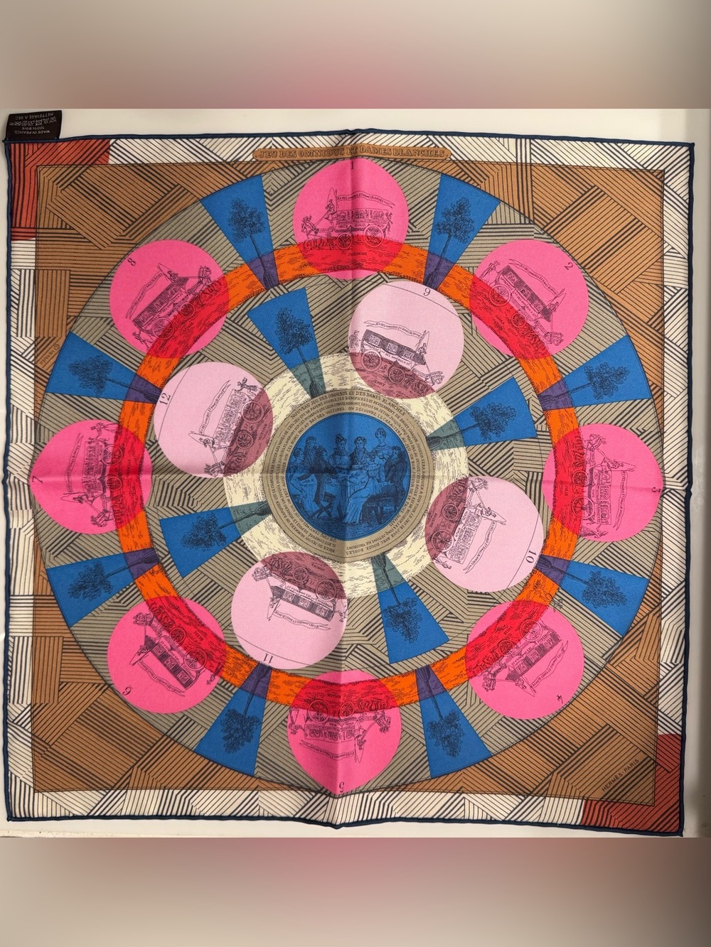 Hermès “Jeu des Ómnibus et Dames Blanches” Silk Carrè - with box